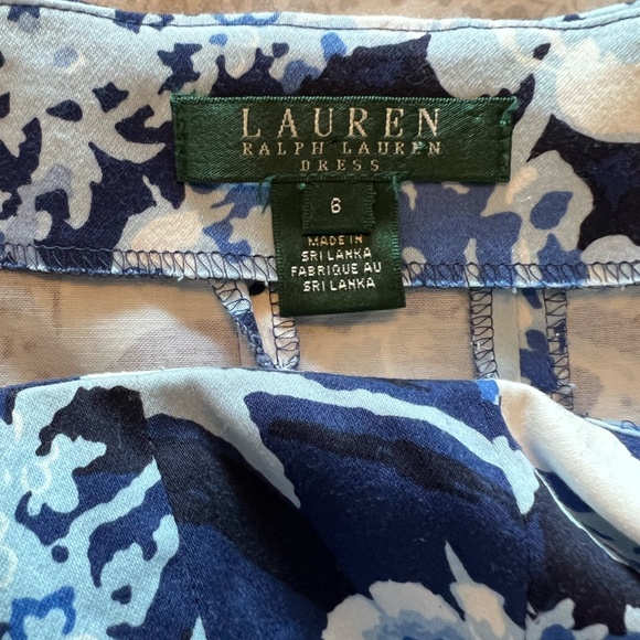 Lauren Ralph Lauren Blue and White Floral Fit and Flare Dress Size 6 - Picture 5 of 7